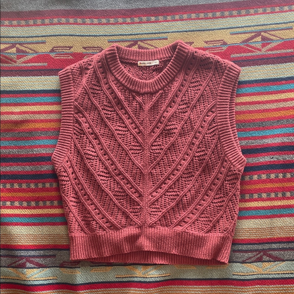 Marine Layer Dusty Rose Cropped Knit Sweater Vest
